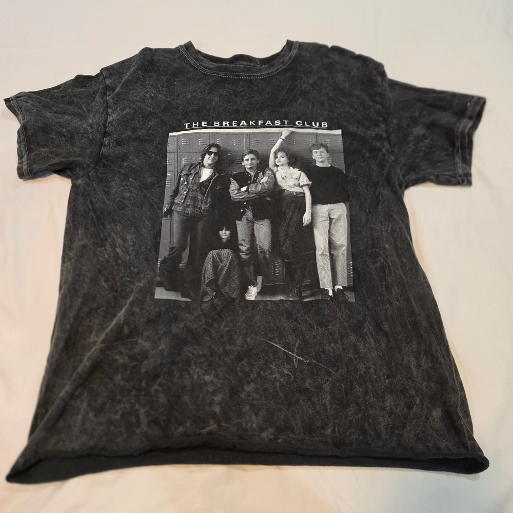 The Breakfast Club Graphic Tee Unisex Medium Gray Acid Wash Excellent 80s Movie